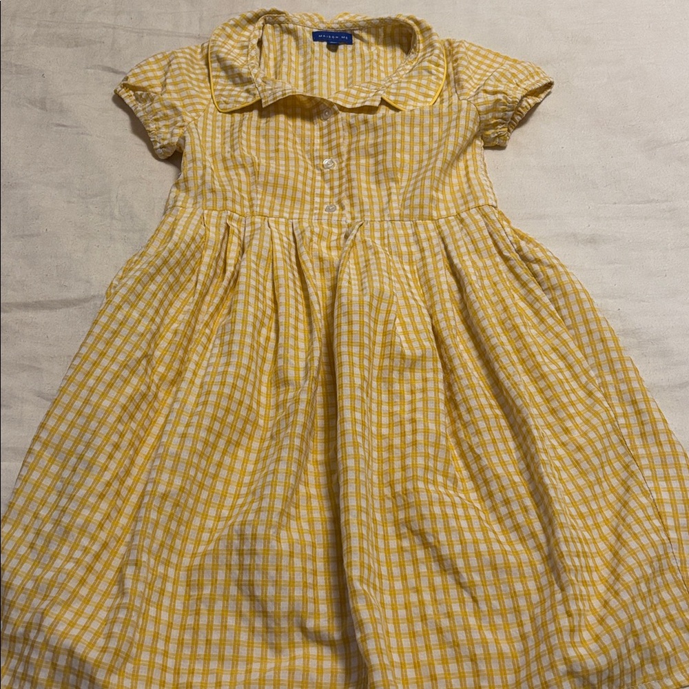 Yellow Gingham Button-Up Summer Dress